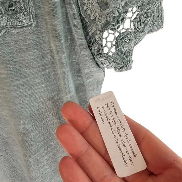 Soft Surroundings Womens Blue Lace Tunic Dress Medium NWT Boho Embroidered Flowy - Picture 5 of 8